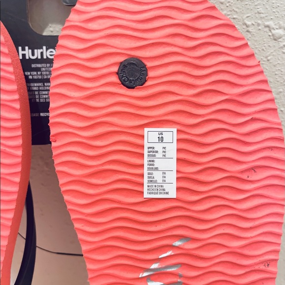 Hurley Men’s Tropical Tree Pink Flip Flops/10/NWT - Picture 5 of 6